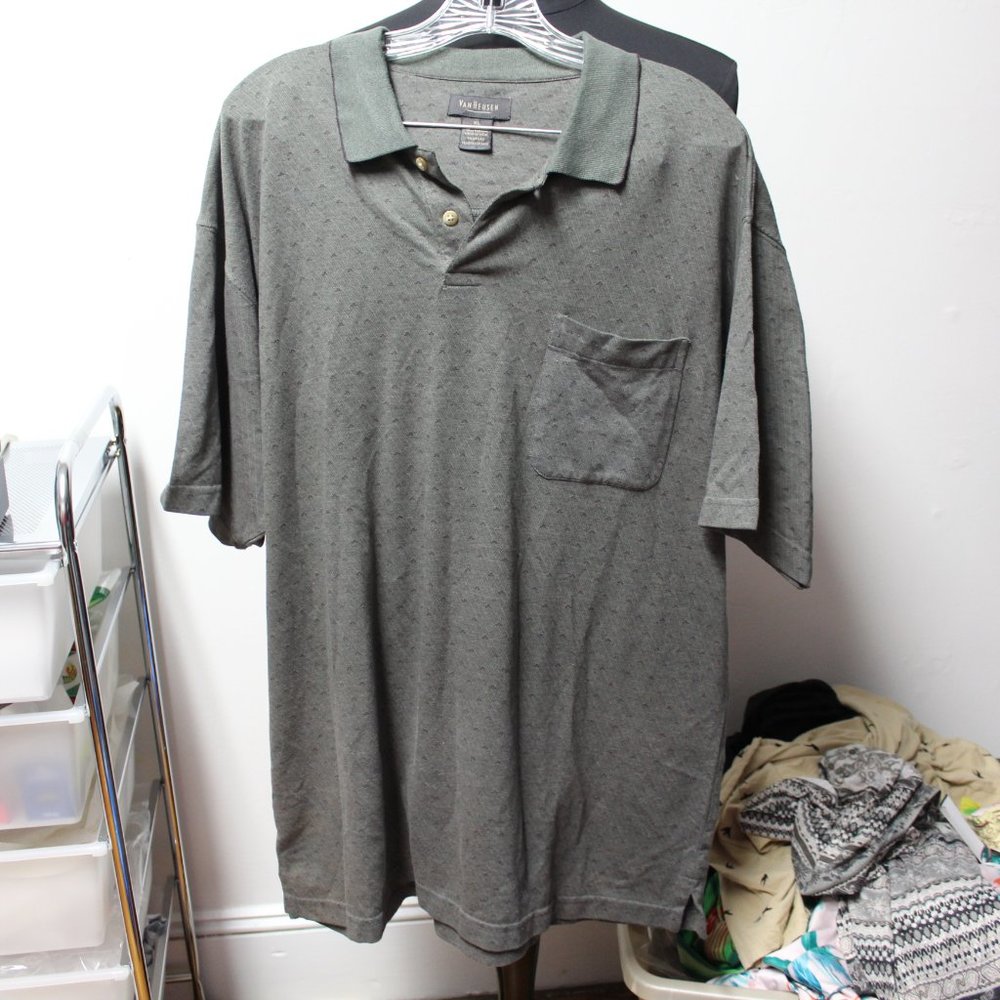 Van Heusen Men's grey print polo shirt - Picture 9 of 10